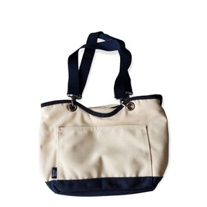 Thirty One Mini Canvas Crew Thermal Luch Tote in Navy & Cream